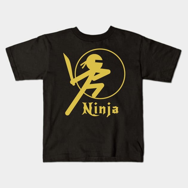 Stickman Ninja - Yellow Kids T-Shirt by Design Fern